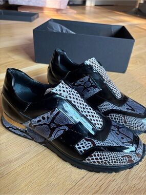 Brand new leather and snake skin women’s sneakers European size 9